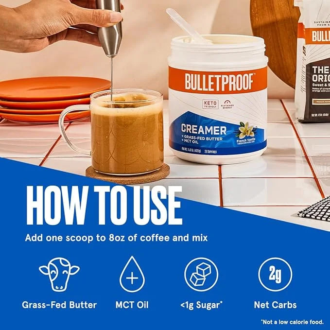 Bulletproof French Vanilla Creamer, 14.8 Ounces, Keto Coffee Creamer with MCT Oil and Grass-Fed Butter - Product Image