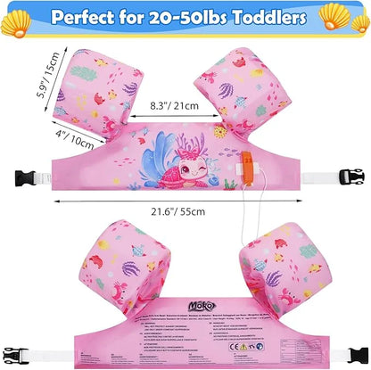 Moko Toddler Swim Vest for Kids, 20-50 lbs/22-66 lbs Clearance Swim Arm Band Cartoon Swimming Wings Pool Float Vests Sleev...
