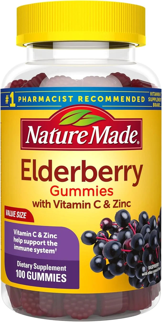 Nature Made Elderberry with Vitamin C 100 Gummies, 50 Day