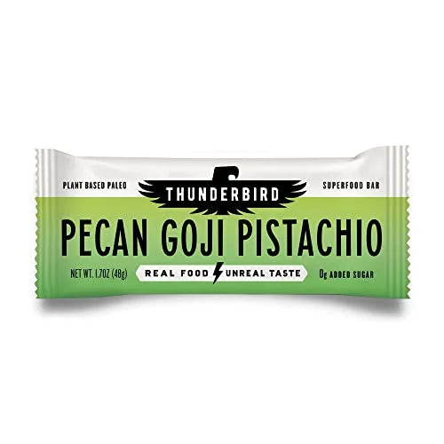 Thunderbird Bars Energy Snack, Gluten-Free with Protein, Healthy Real Food, Vegan Paleo Non-GMO, No Added Sugar, Pecan Goj...