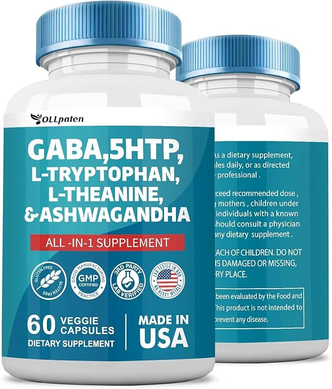 GABA 750mg 5 HTP 200mg L 500mg L 200mg Ashwagandha 3000mg SAM-e 60 Capsules