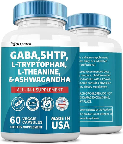 GABA 750mg 5 HTP 200mg L 500mg L 200mg Ashwagandha 3000mg SAM-e 60 Capsules