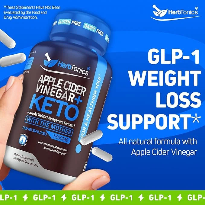 Herbtonics GLP-1 Weight Loss Supplement - Appetite Suppressant Apple Cider Vinegar Capsules - Weight Loss Pills for Women ...