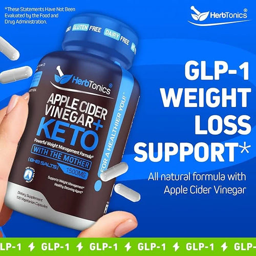 Herbtonics GLP-1 Weight Loss Supplement - Appetite Suppressant Apple Cider Vinegar Capsules - Weight Loss Pills for Women ...