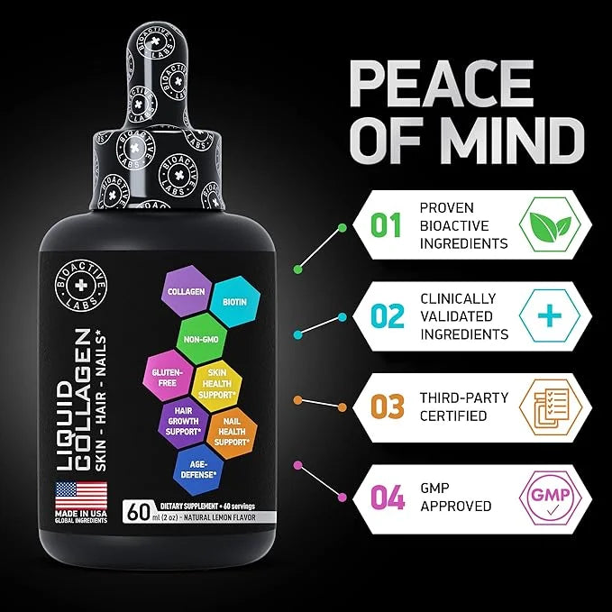 Hydrolyzed Liquid Collagen Peptides and Biotin 1 and 3 Biotin 60ml