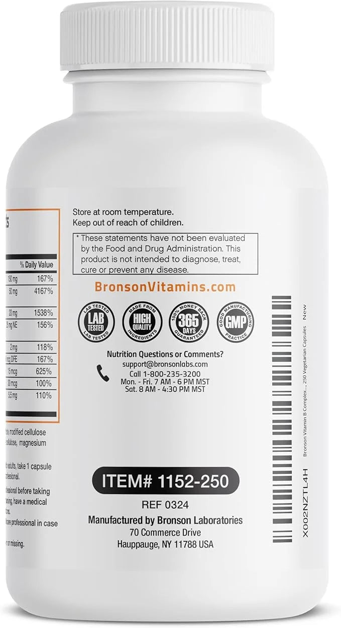 Bronson Vitamin B Complex with Vitamin C 250 Vegetarian