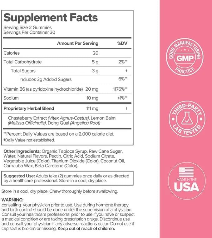 O Positiv FLO PMS Gummies 30 Servings 3) - B6, &