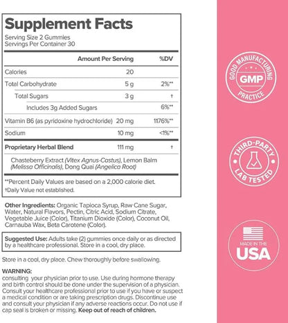 O Positiv FLO PMS Gummies 30 Servings 3) - B6, &
