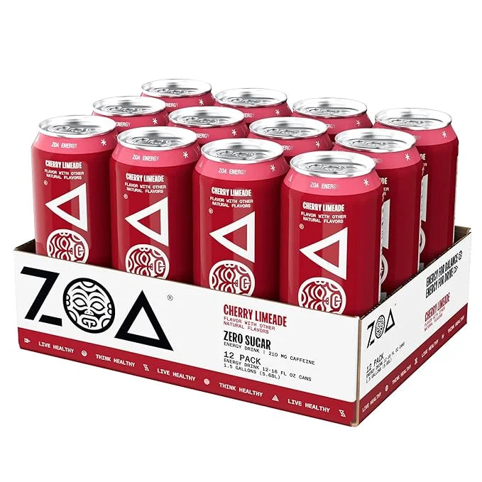 ZOA Zero Sugar Energy Drink, Cherry Limeade - Sugar Free with Electrolytes, Healthy Vitamin C, Amino Acids, Essential B-Vi...