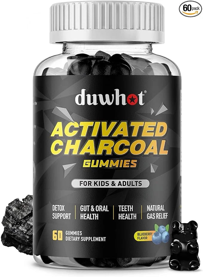 Activated Charcoal Gummies for Kids, 500mg Chewable Activated Charcoal Supplement for Gas Relief, Detox, Digestive and Ora...
