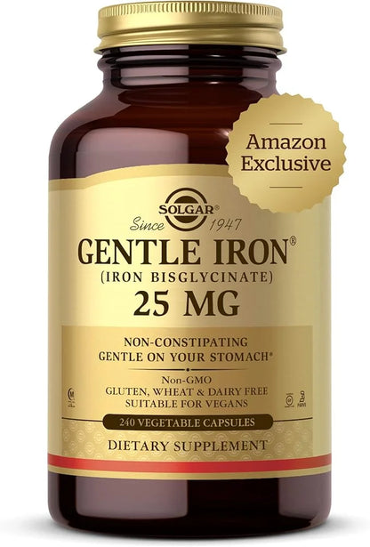 Solgar Gentle Iron, 240 Vegetable Capsules - Ideal for Sensitive Stomachs - Non-Constipating - Red Blood Cell Supplement -...