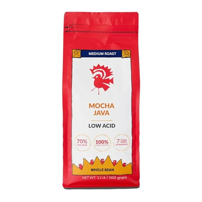 Puroast Low Acid Coffee Whole Bean | Mocha Java Whole Bean | Medium Roast | High Antioxidants & High pH |No Bitter Afterta...