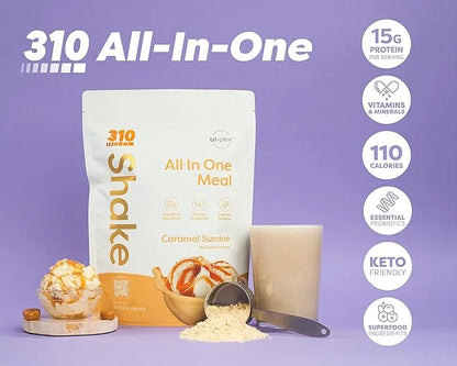 310 Nutrition - All In One Meal Replacement Shake - Superfood Blend with Fiber - Natural Sweeteners - Low Carb Shake, Keto...