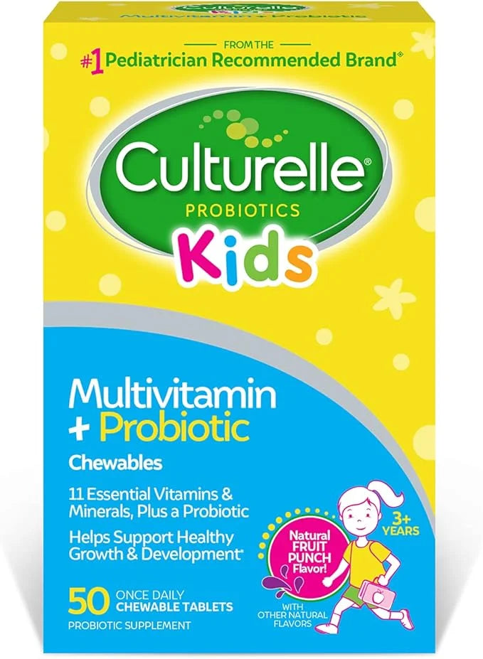 Culturelle Kids Complete Chewable Multivitamin + Probiotic For Kids, Ages 3+, 50 Count, Digestive Health, Oral Health & Im...