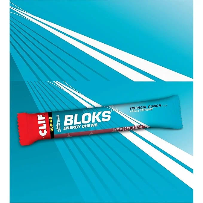 CLIF BLOKS - Tropical Punch Flavor with Caffeine - Energy Chews - Non-GMO - Plant Based - Fast Fuel for Cycling and Runnin...