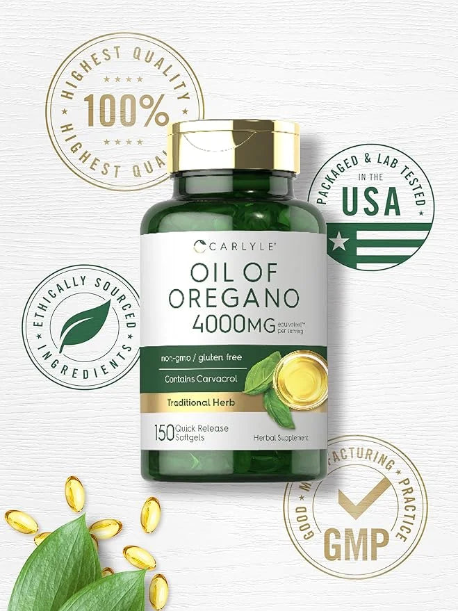 Carlyle Oregano Oil 4000mg Supplement | 150 Softgel Capsules | Contains Carvacrol | Non-GMO & Gluten Free Formula - Produc...