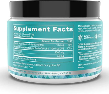 Eu Natural Regulate MAX Myo-Inositol & D-Chiro Inositol Supplement Powder for Women with Vitamin D & Folate PCOS Nutrition...