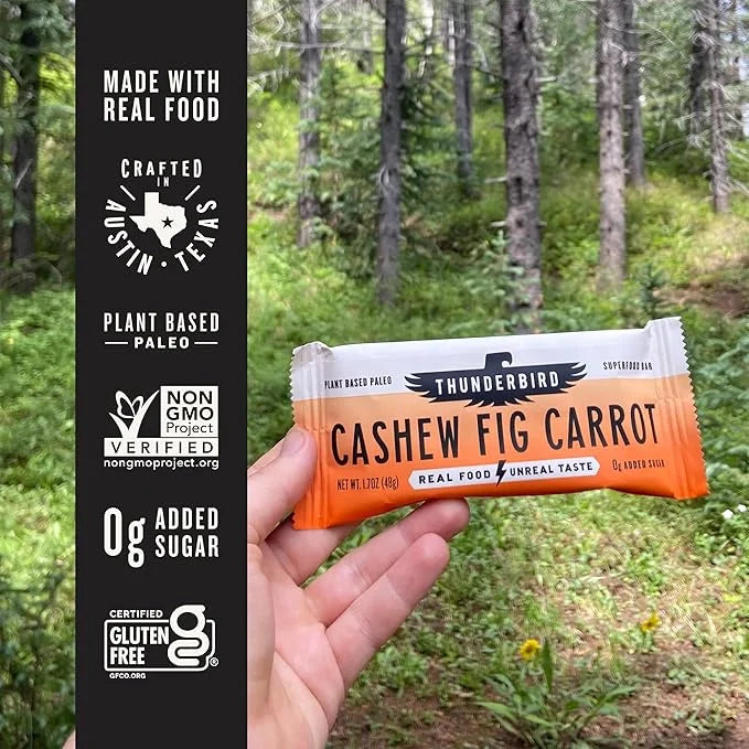 Thunderbird Bars Energy Snack, Gluten-Free with Protein, Healthy Real Food, Vegan Paleo Non-GMO, No Added Sugar, Cashew Fi...
