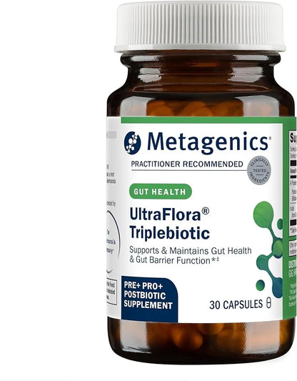 Metagenics UltraFlora Triplebiotic with Akkermansia- Digestive Supplement for Gut Health & Gut Barrier Function* - Contain...