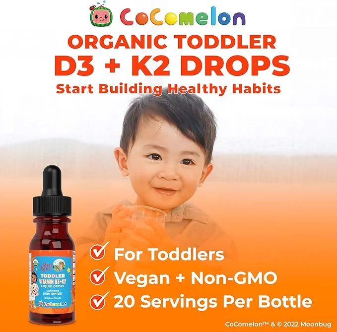 MaryRuth Organics CoComelon Vitamin D3 K2 Liquid Drops for Toddlers | Vitamin K2 D3 Supplement for Kids Ages 1-3 | Calcium...