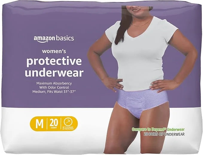 Amazon Basics Women's Protective Underwear, Incontinence 20 Count, (1 Pack 20)