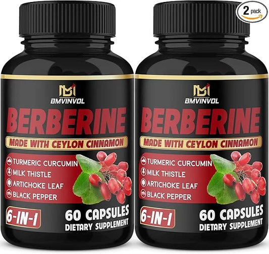 (2 Packs) Berberine Supplement Plus Ceylon 120 Capsules 4 Months