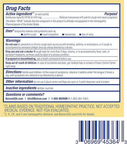 Boiron Sambucus Nigra 6c Homeopathic Medicine 3 Tubes, 240 Count