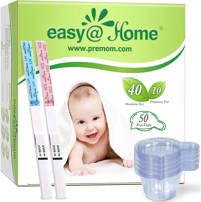 Easy@Home Ovulation & Pregnancy Test Strips 40 Ovulation 10 Pregnancy 40LH + 10HCG + 50 Urine