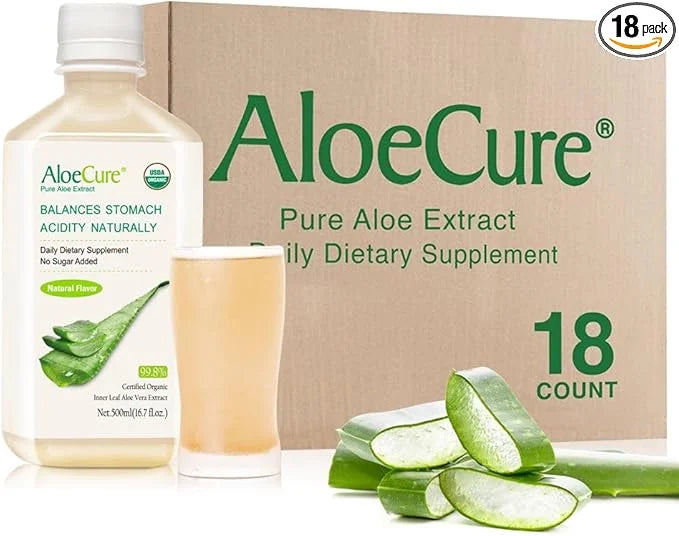 AloeCure USDA Organic Aloe Vera Juice Made Within 12 Hrs of Harvest - Pure Aloe Juice Natural Digestive Supplement to Supp...