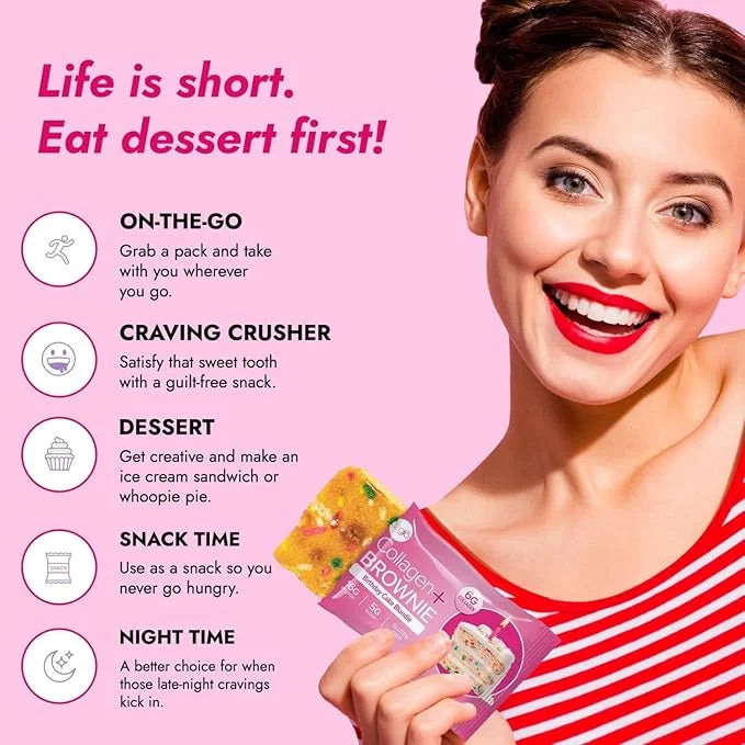 321glo Collagen Protein Brownie | Gluten Free, Low Sugar | Keto Snack for Women, Men, & Kids | 16g Protein, 6g Collagen | ...
