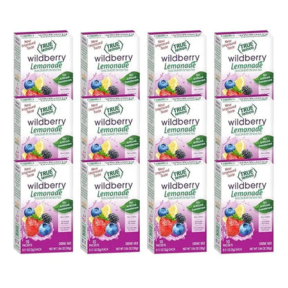 True Lemon Wildberry Lemonade Water Enhancer Drink Mix (12 Pack of 10 Count Boxes), Low Calorie Drink Mix Packets for Wate...