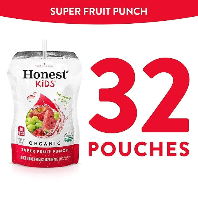 Honest Kids Super Fruit Punch Organic Fruit Juice Drink, 6.75 Fl Oz, 6.75 Fl Oz (Pack of 32) - Product Image