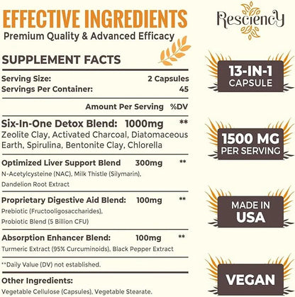 6-in-1 Detox Binder Supplement 1500 MG 180 Vegetarian
