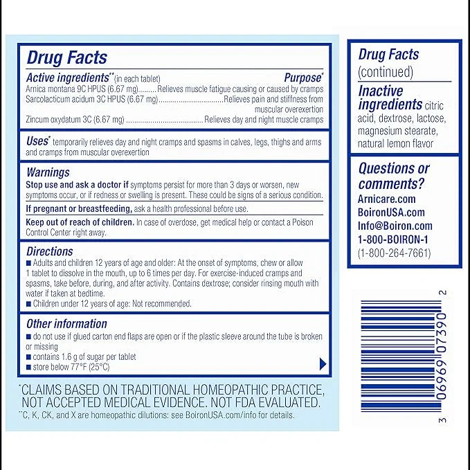 Boiron Arnicare Leg Cramps for Day and Night Relief from Cramping and Stiffness in Feet or Calves - 33 Tablets - Product I...