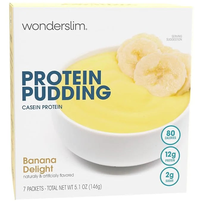 WonderSlim Protein Pudding, Banana Delight, Gluten Free, Low Carb, Low Sugar (7ct) - Product Image