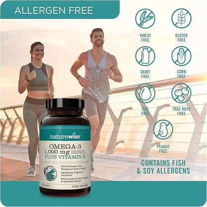NatureWise Extra-Strength Omega 3 Fish Oil Supplement 1000mg per 600 EPA 400 DHA 360 Softgels[6-Month Softgels[6-Month Sup...