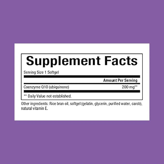 Natural Factors Coenzyme Q10 200 mg, Q10 Supplement 30 Softgels