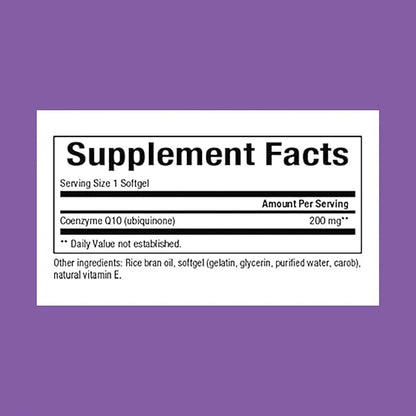 Natural Factors Coenzyme Q10 200 mg, Q10 Supplement 30 Softgels