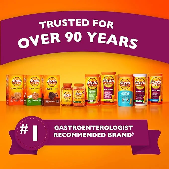Metamucil, Daily Psyllium Husk Powder Supplement 4-in-1 Fiber 114 Servings