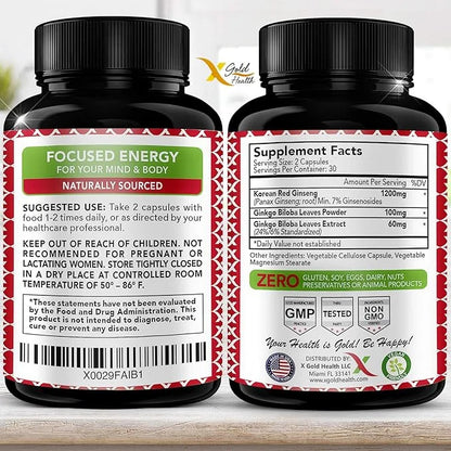 Korean Red Panax Ginseng 1200mg +