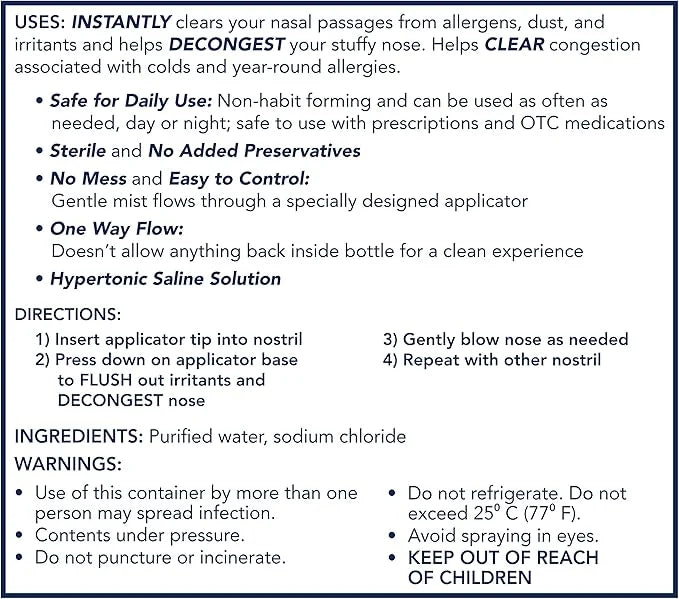 Vicks Sinex SALINE Nasal Spray, Drug 5.0 fl 2