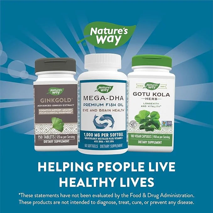 Nature's Way Mega-DHA Premium Fish Oil, Omega-3, 60 60 Softgels