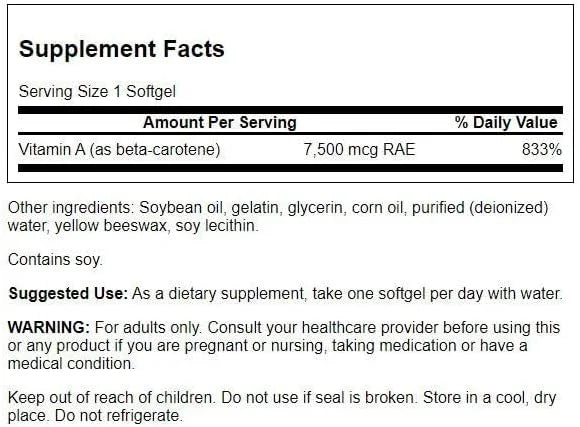 Swanson Beta-Carotene Vitamin A 25000 IU Softgels 7500 mcg (300 Softgels)