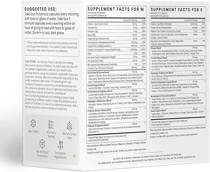 Gulp Ultimate Multivitamin for Women B12, Mushrooms, 3 & 30 Servings
