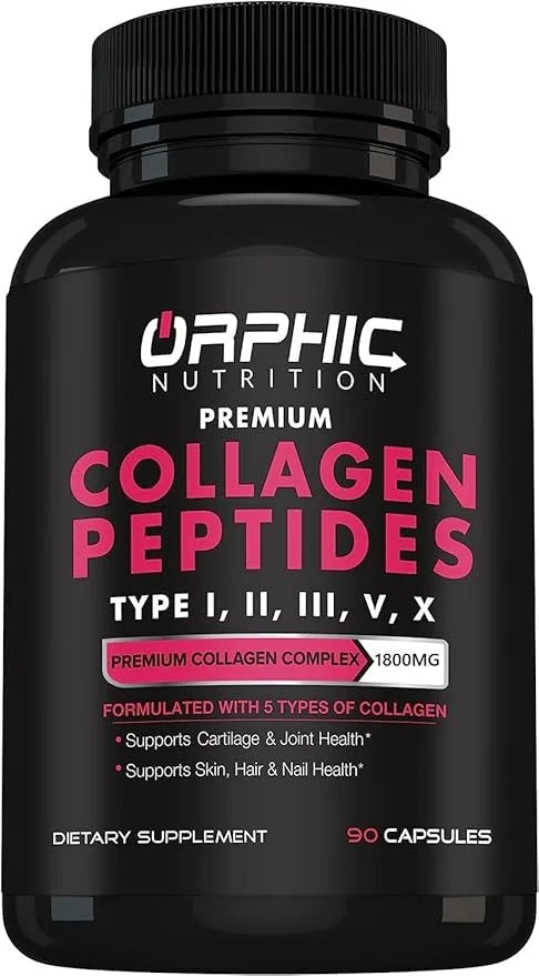 ORPHIC NUTRITION Collagen Peptides Capsules Women,1800mg Multi 90 Caps