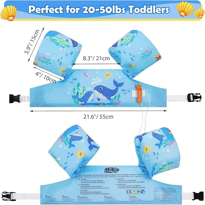 Moko Toddler Swim Vest for Kids, 20-50 lbs/22-66 lbs Clearance Swim Arm Band Cartoon Swimming Wings Pool Float Vests Sleev...