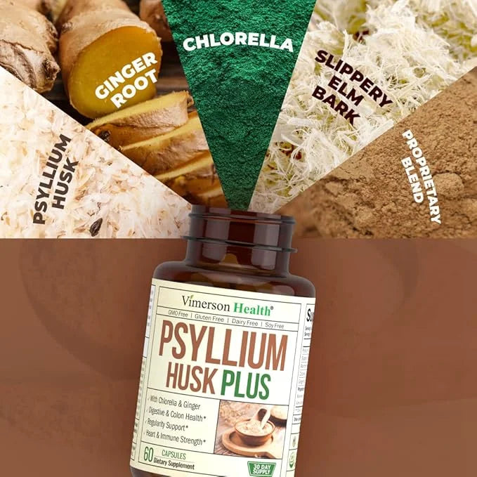 Psyllium Husk Powder Capsules. Fiber Supplement 60 Capsules