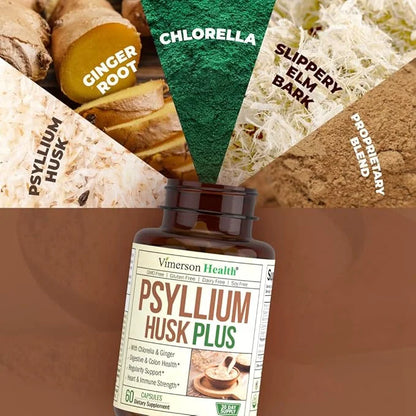 Psyllium Husk Powder Capsules. Fiber Supplement 60 Capsules