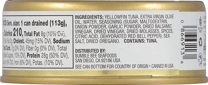 Bumble Bee Prime Balsamic & Herb Yellowfin Tuna in Extra Virgin Olive Oil, 5 oz Can - Wild Caught Ahi Tuna - 28g Protein P...