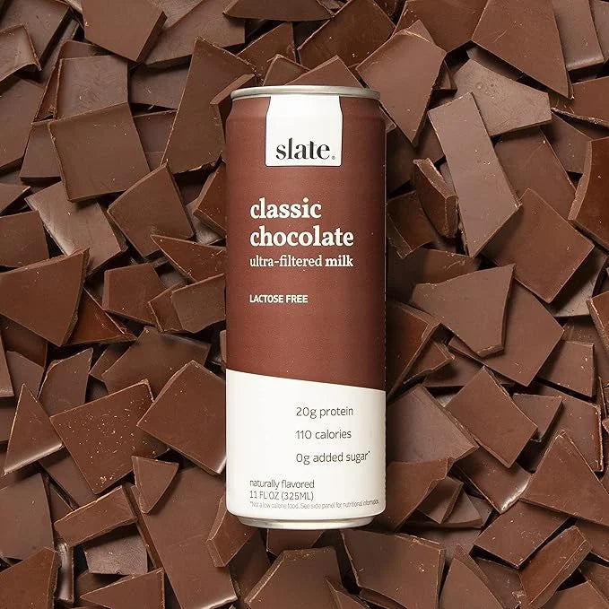 Slate Milk - High Protein Milk Shake - Classic Chocolate - Lactose Free, 20g Protein, 1g Sugar, 100 Calories, 2g Net Carbs...